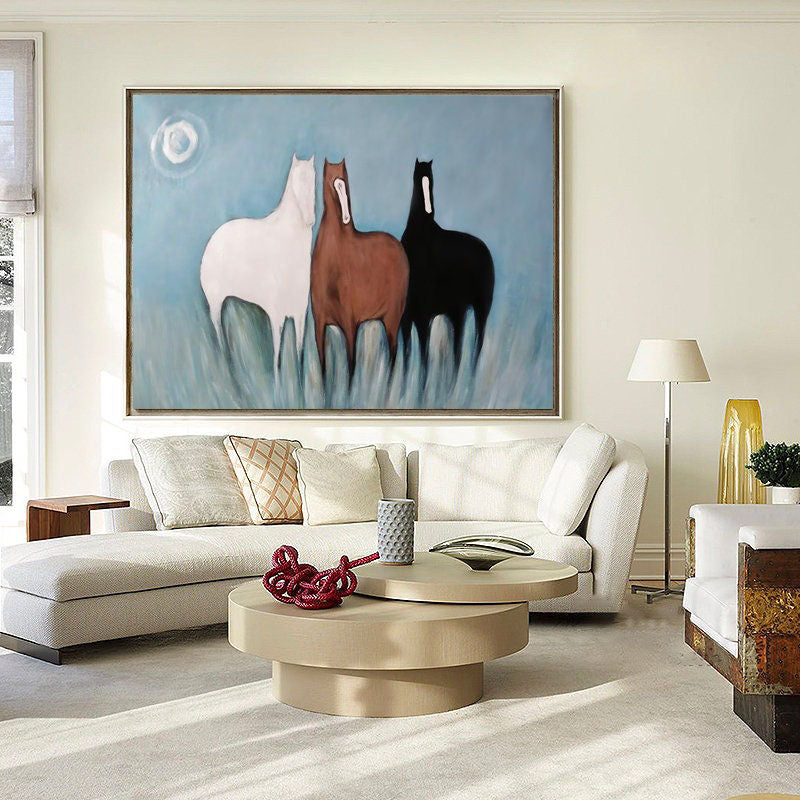 Colorful Modern Horse Wall Art – Abstract Animal Painting for Living Room #MM467