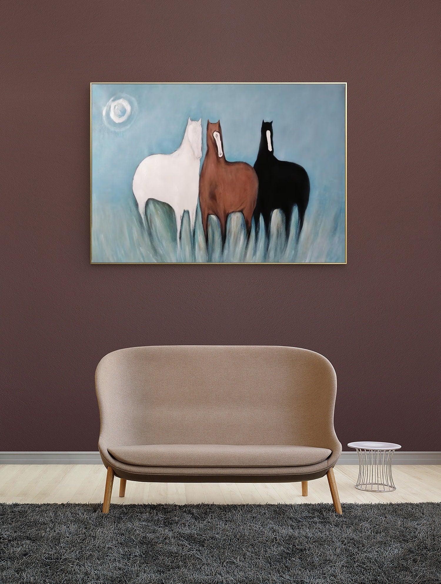 Colorful Modern Horse Wall Art – Abstract Animal Painting for Living Room #MM467