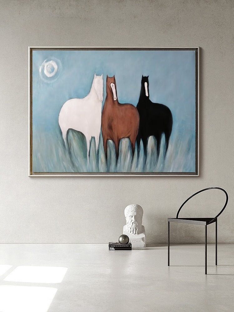 Colorful Modern Horse Wall Art – Abstract Animal Painting for Living Room #MM467