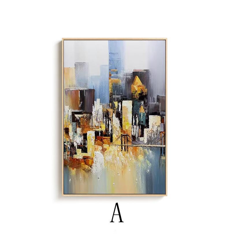Abstract Cityscape Canvas - Large Modern Wall Art for Living Room#MM489