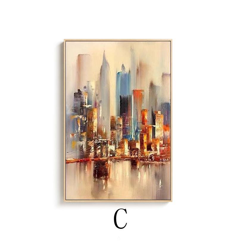 Abstract Cityscape Canvas - Large Modern Wall Art for Living Room#MM489