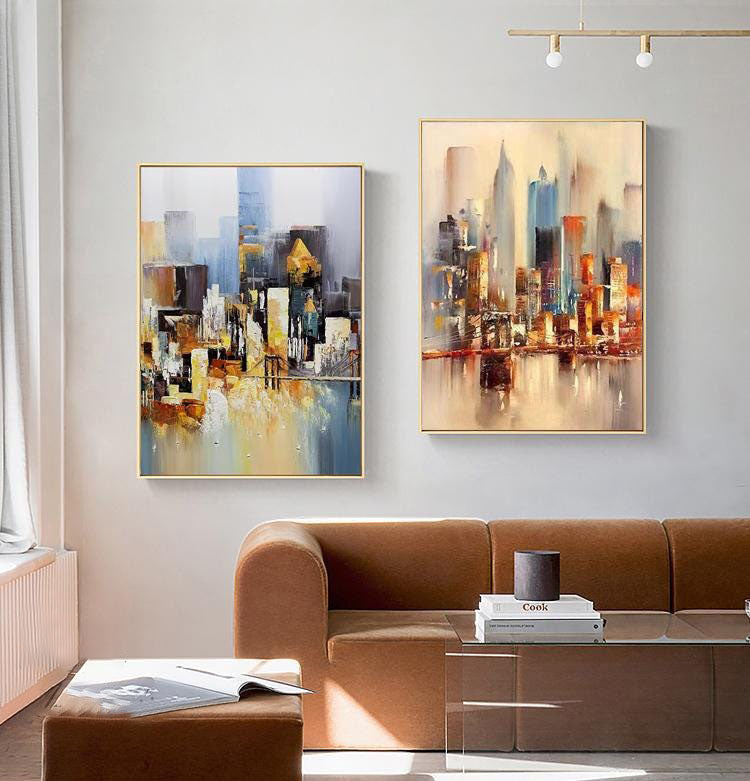 Abstract Cityscape Canvas - Large Modern Wall Art for Living Room#MM489