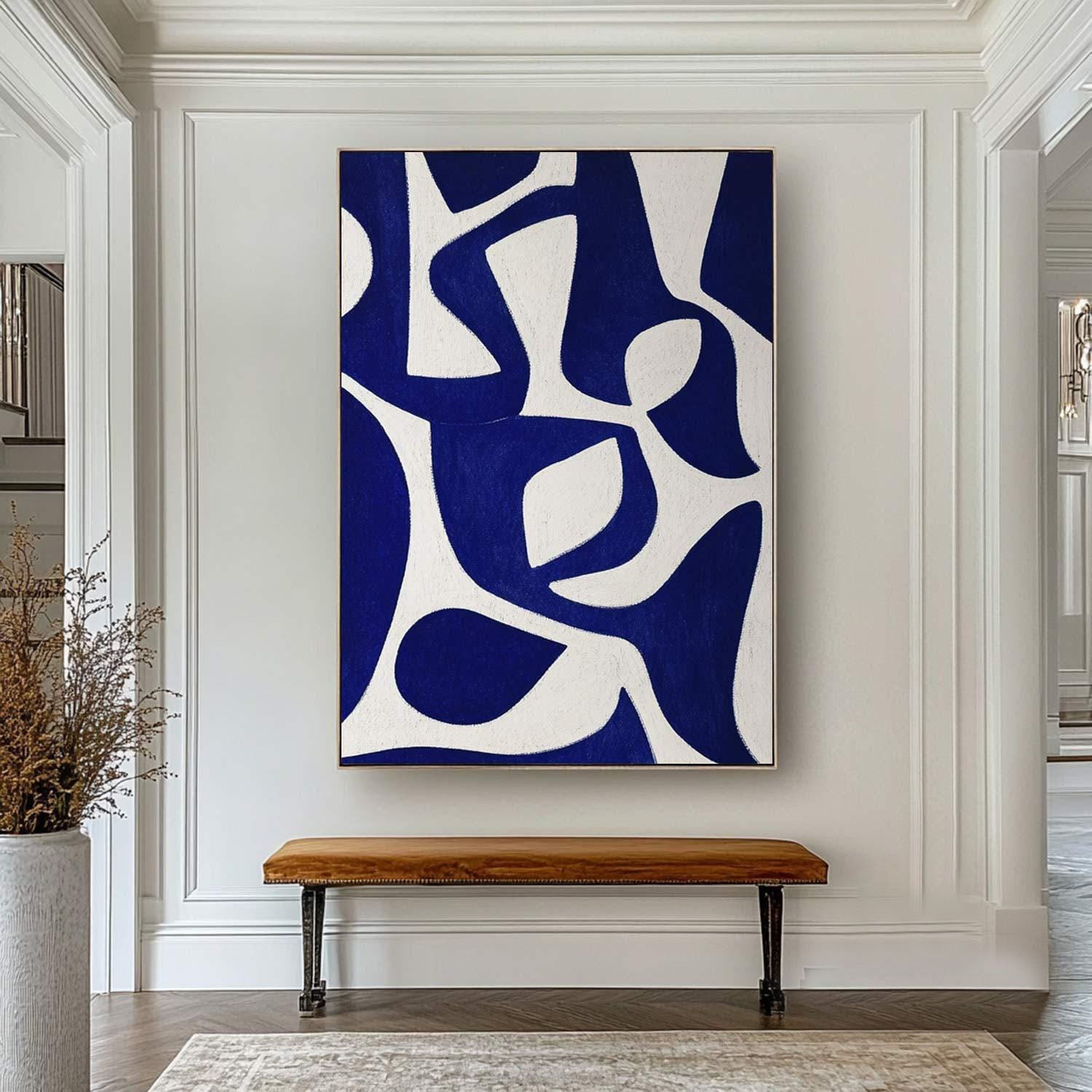 لوحة تجريدية زرقاء بسيطة: قماش حديث #MM203