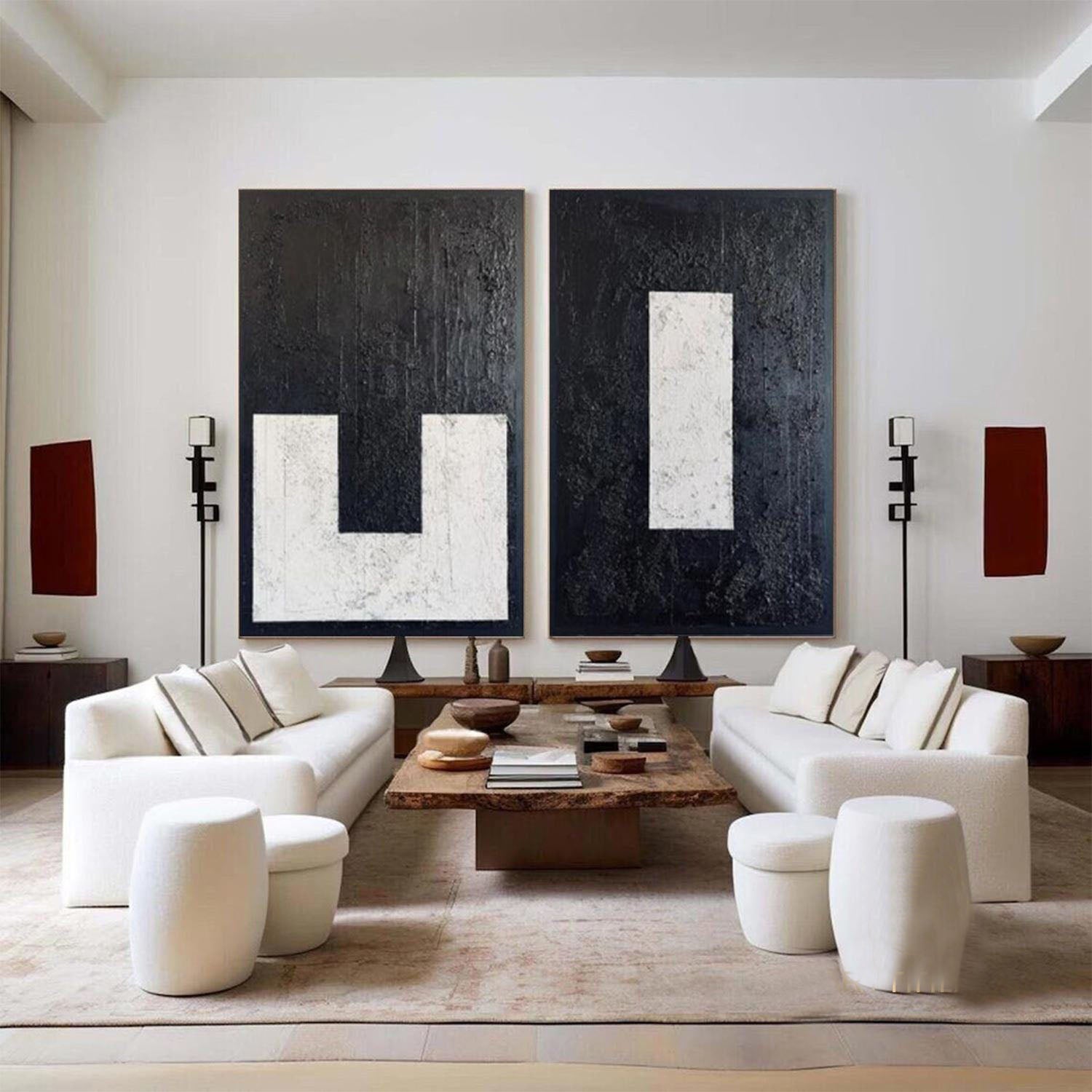 Shadow & Light: Abstract Geometric Set, High-Contrast Wall Art #MM457