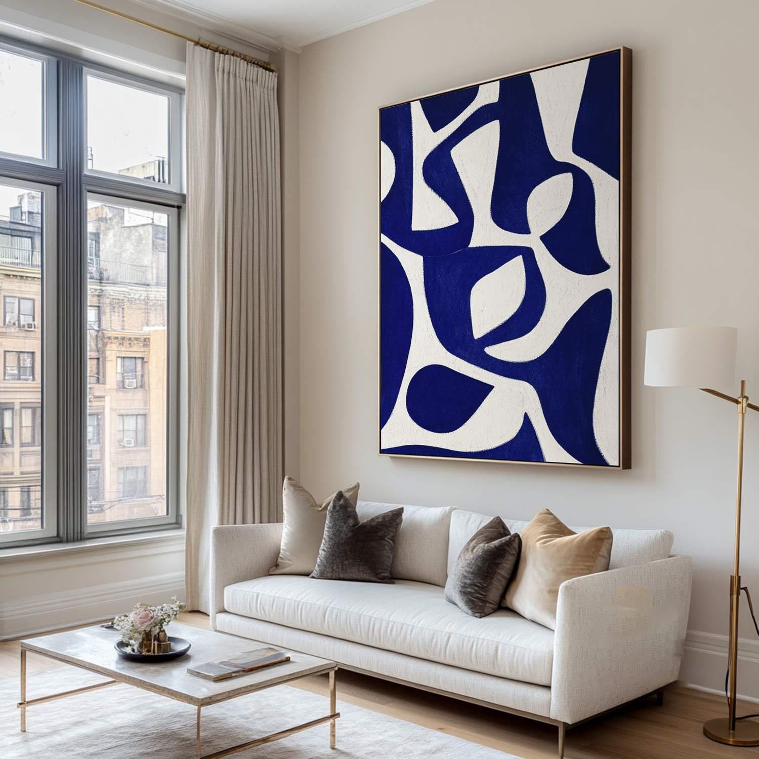 لوحة تجريدية زرقاء بسيطة: قماش حديث #MM203