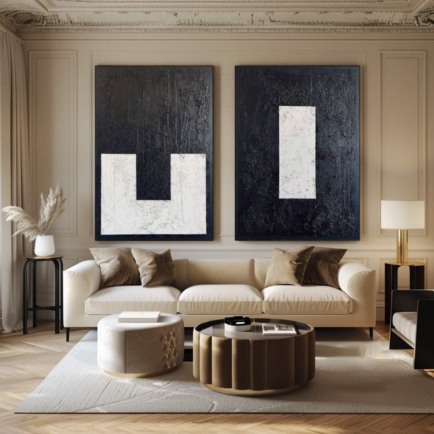 Shadow & Light: Abstract Geometric Set, High-Contrast Wall Art #MM457