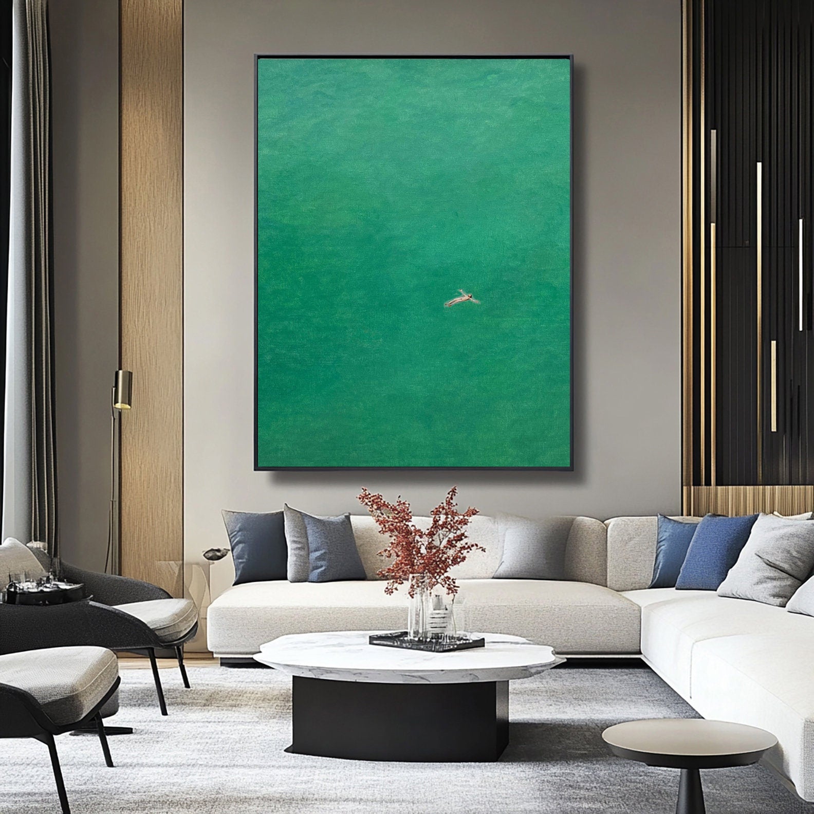 Verdant Swing: Contemporary Swim Scene in a Lush Green #MM653