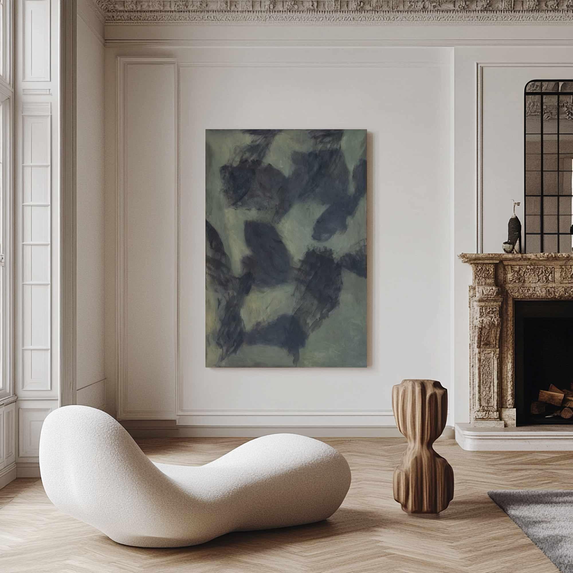 لوحة قماشية تجريدية بسيطة ذات طبقات خضراء #MM335