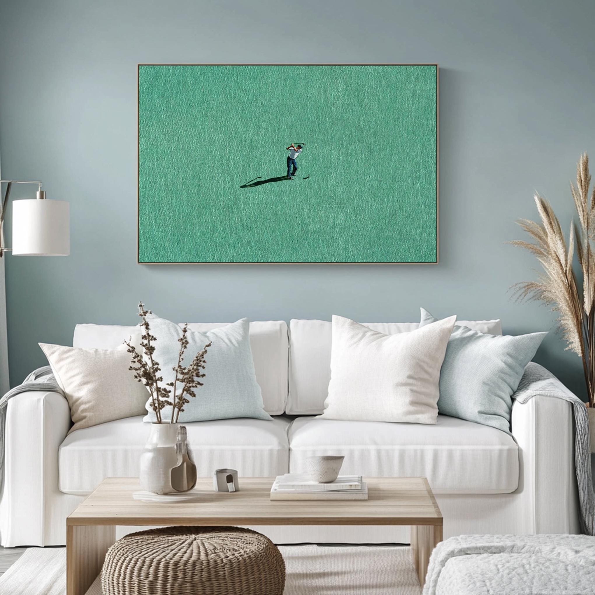 Sunlit Green Course: Modern Art Depicting Golfing in Green #MM651