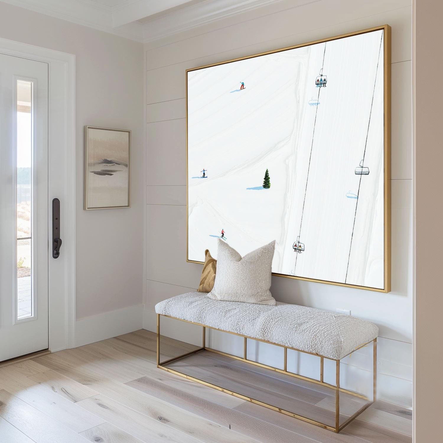 Frozen Geometry: Contemporary Ski Aerial, Minimalist Winter Art #MM481