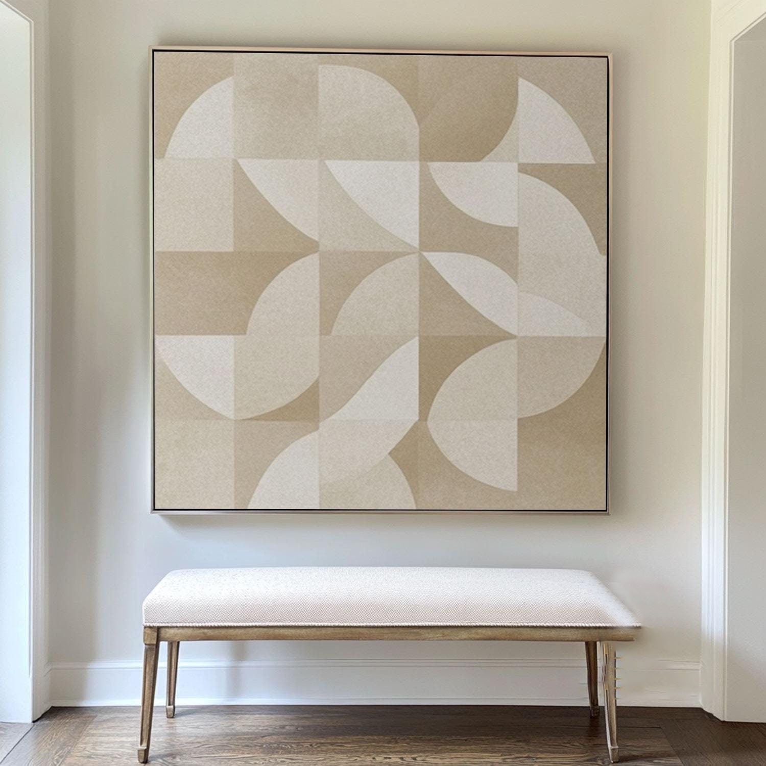 Quiet Quarters: Contemporary Pattern Art, Textured Beige Decor #MM455