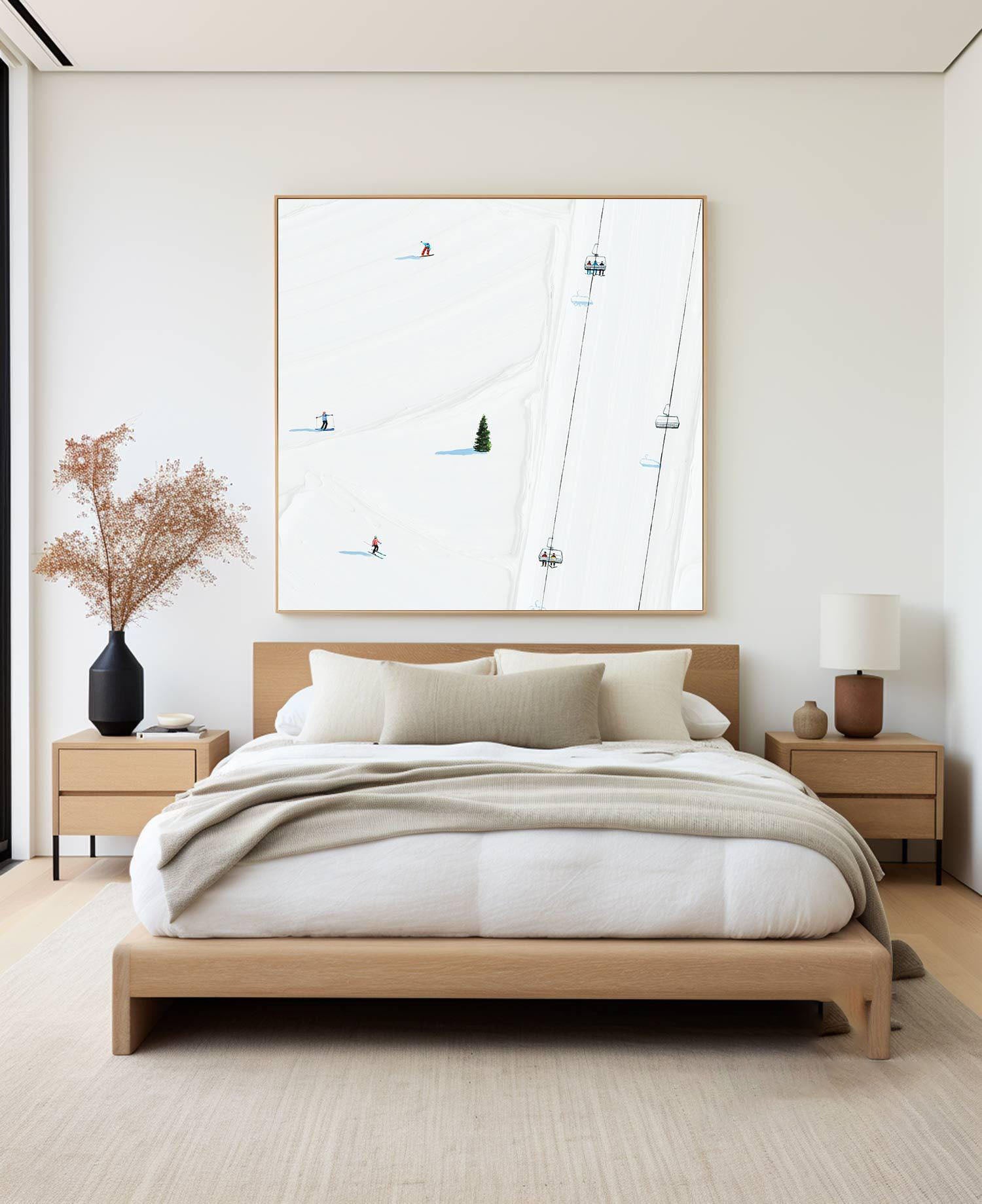 Frozen Geometry: Contemporary Ski Aerial, Minimalist Winter Art #MM481