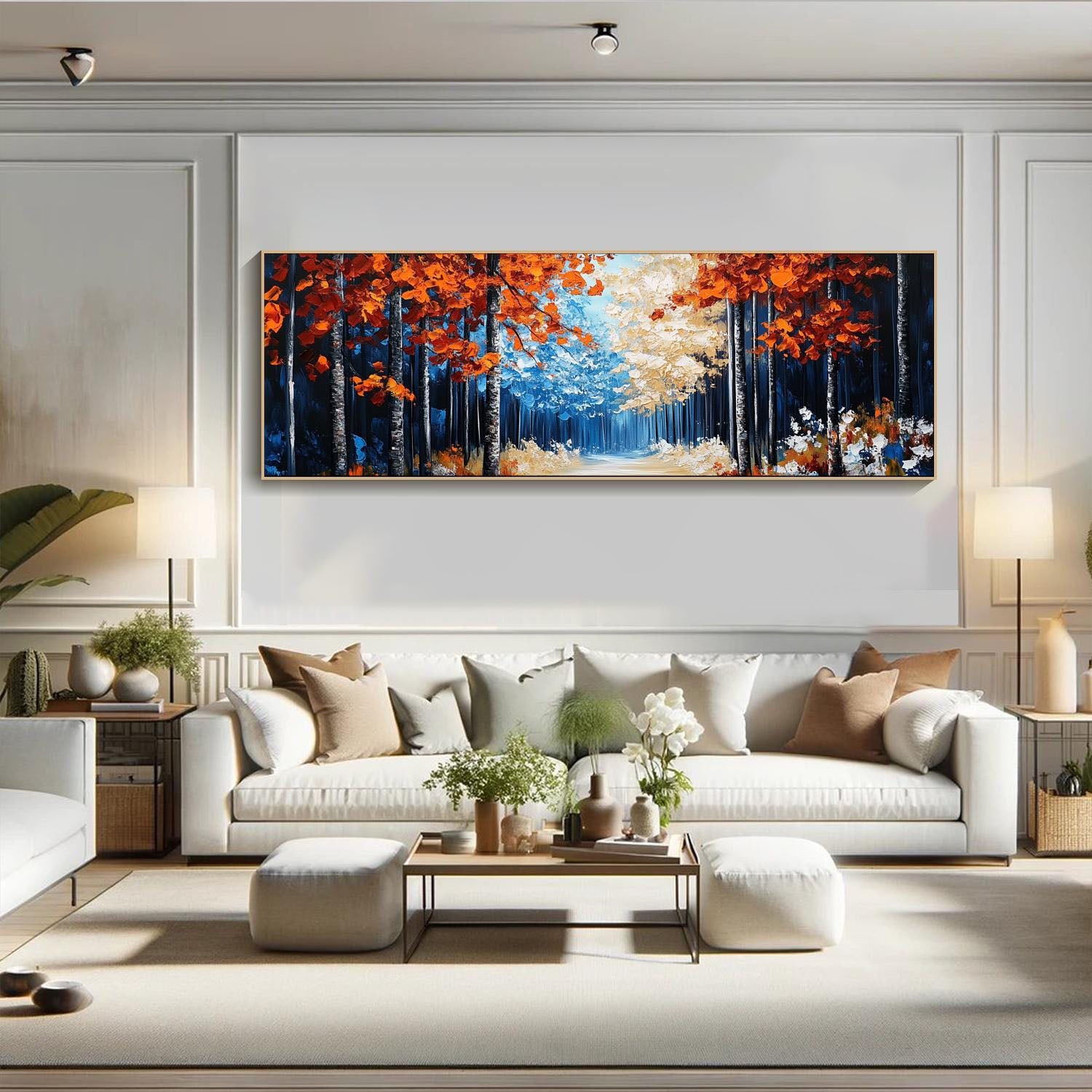 مسار الغابة في الخريف، لوحة فنية قماشية كبيرة الحجم ذات مناظر طبيعية، رقم MM281