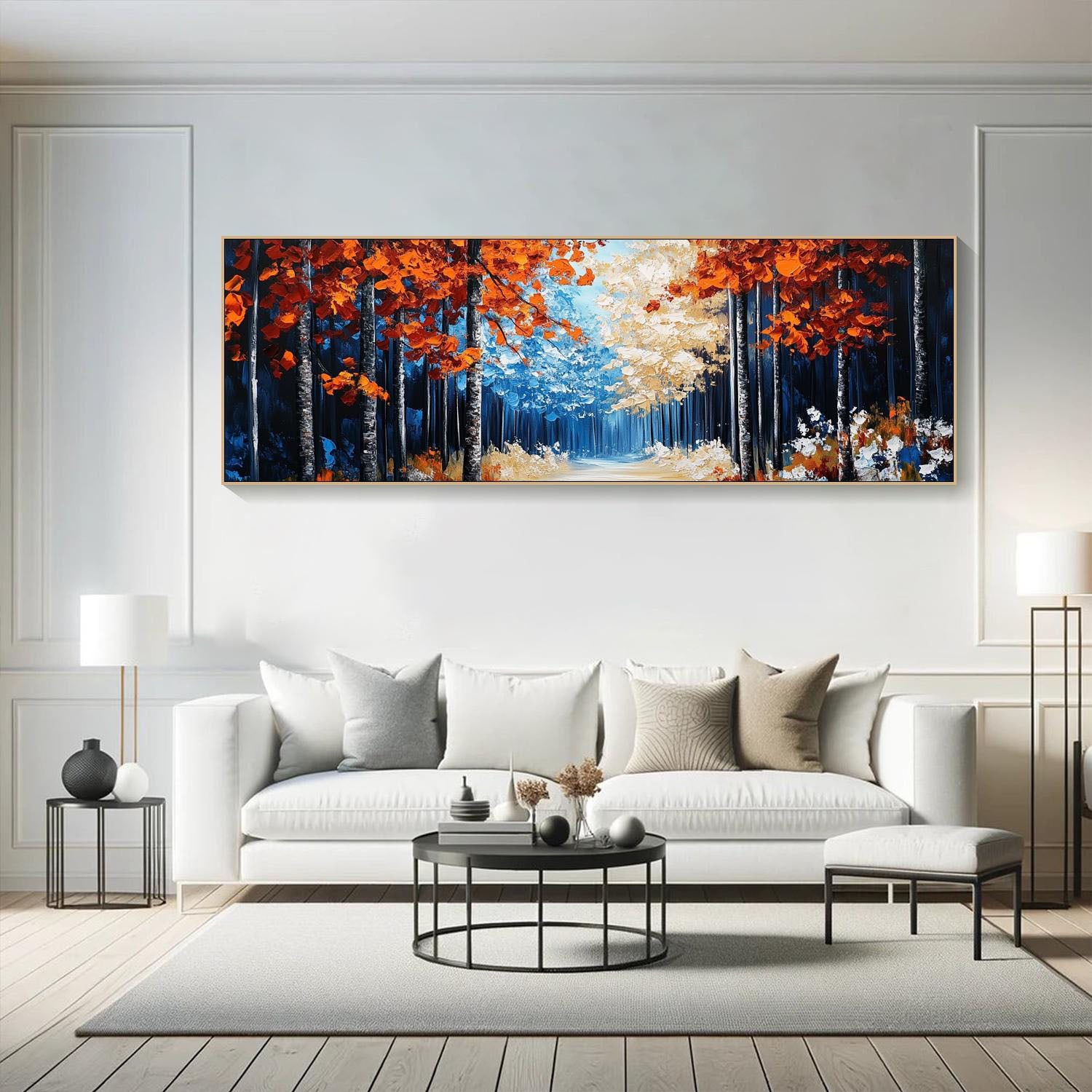 مسار الغابة في الخريف، لوحة فنية قماشية كبيرة الحجم ذات مناظر طبيعية، رقم MM281