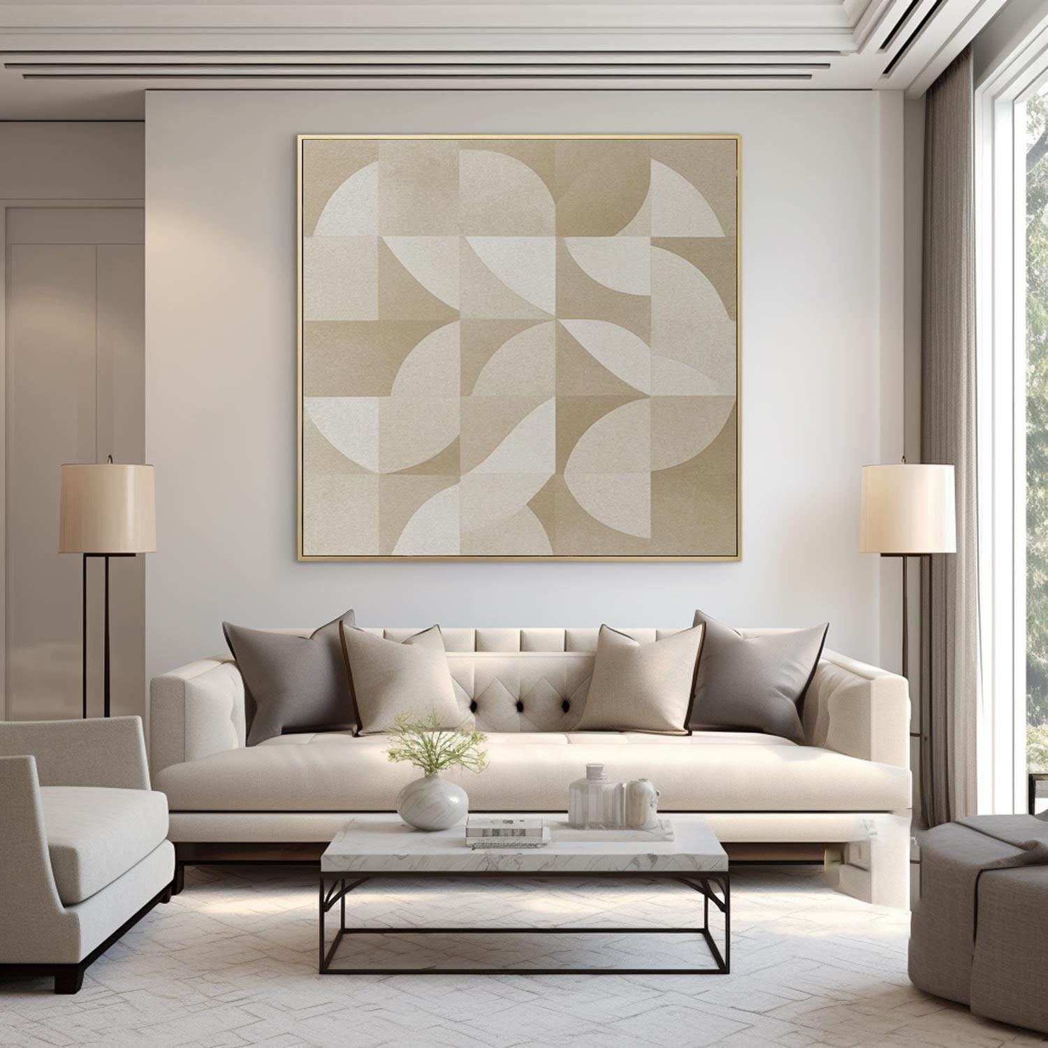 Quiet Quarters: Contemporary Pattern Art, Textured Beige Decor #MM455