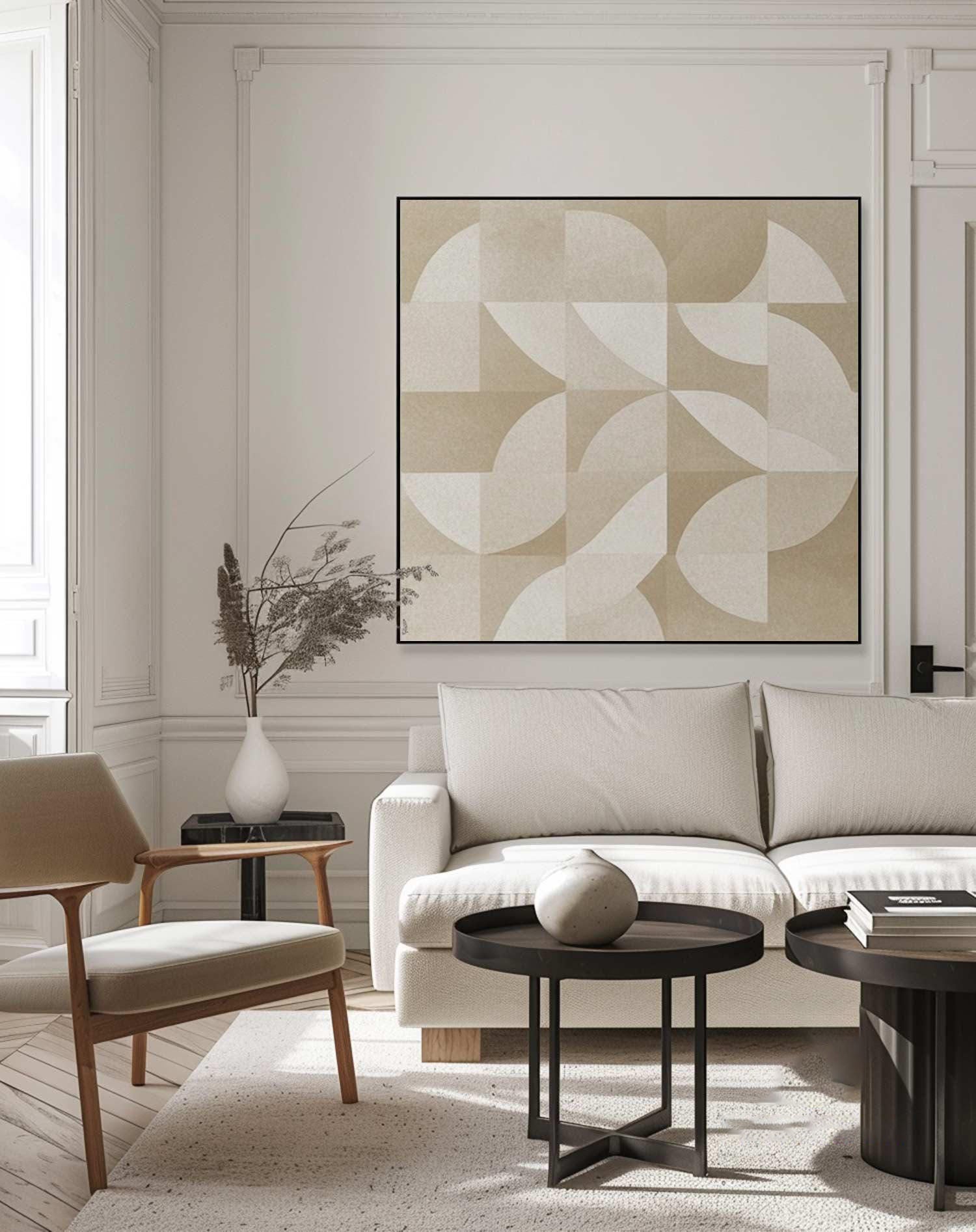 Quiet Quarters: Contemporary Pattern Art, Textured Beige Decor #MM455