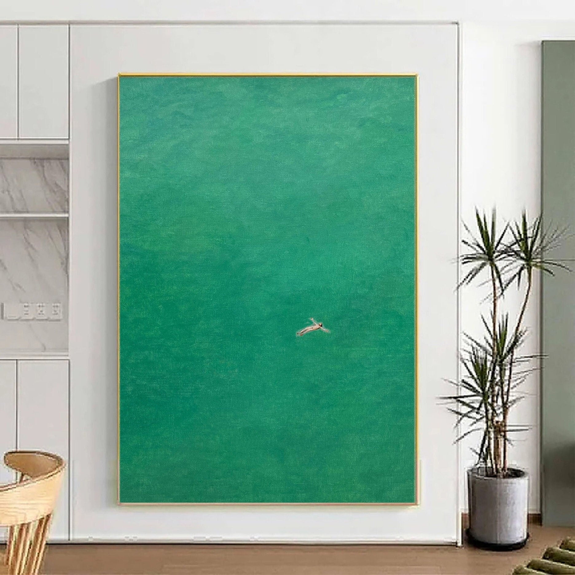 Verdant Swing: Contemporary Swim Scene in a Lush Green #MM653