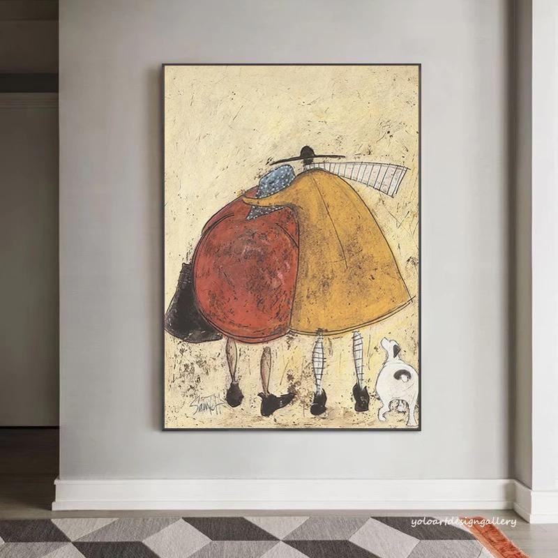 Large Folk Art Couple Painting | KelorArt #AG 176