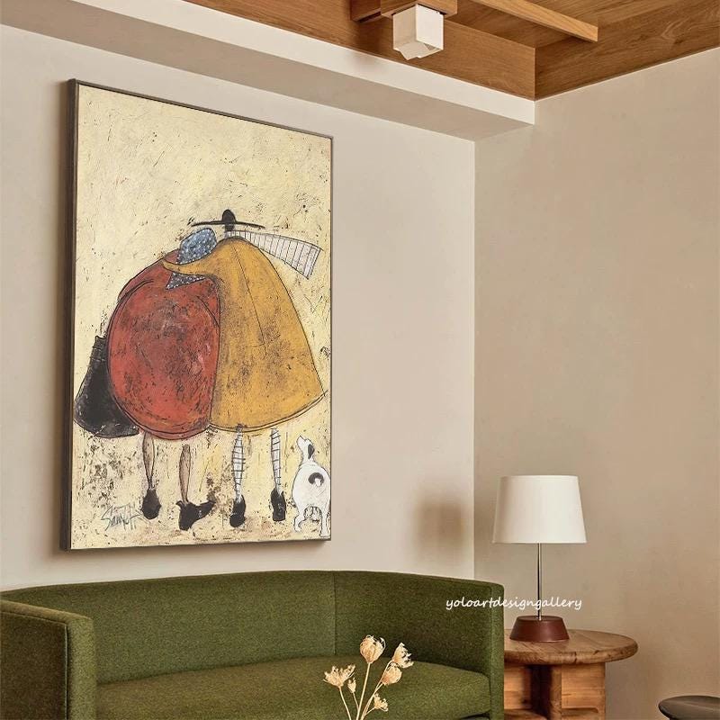 Large Folk Art Couple Painting | KelorArt #AG 176