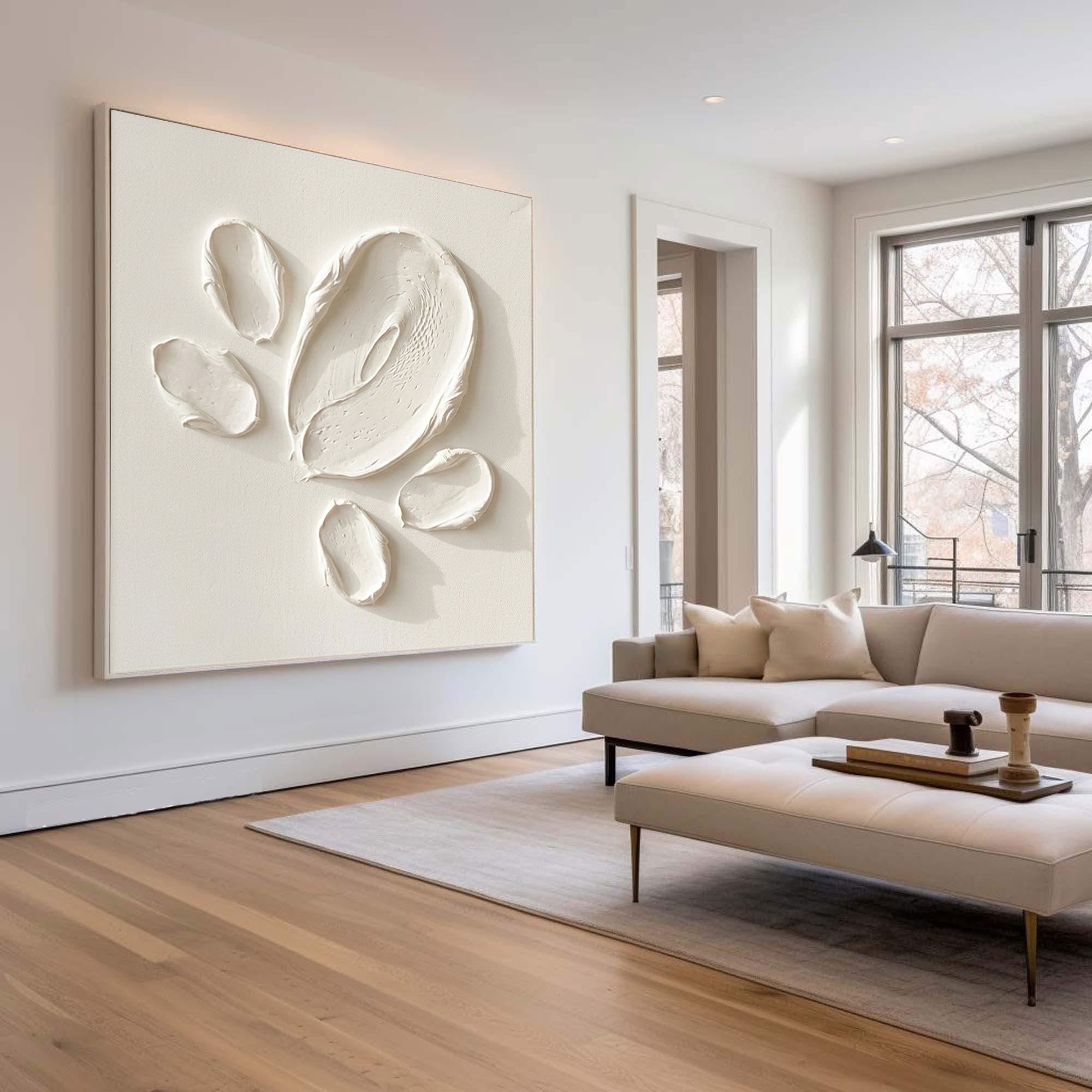 Large Minimal Relief Oil Painting for Modern Luxury Interiors