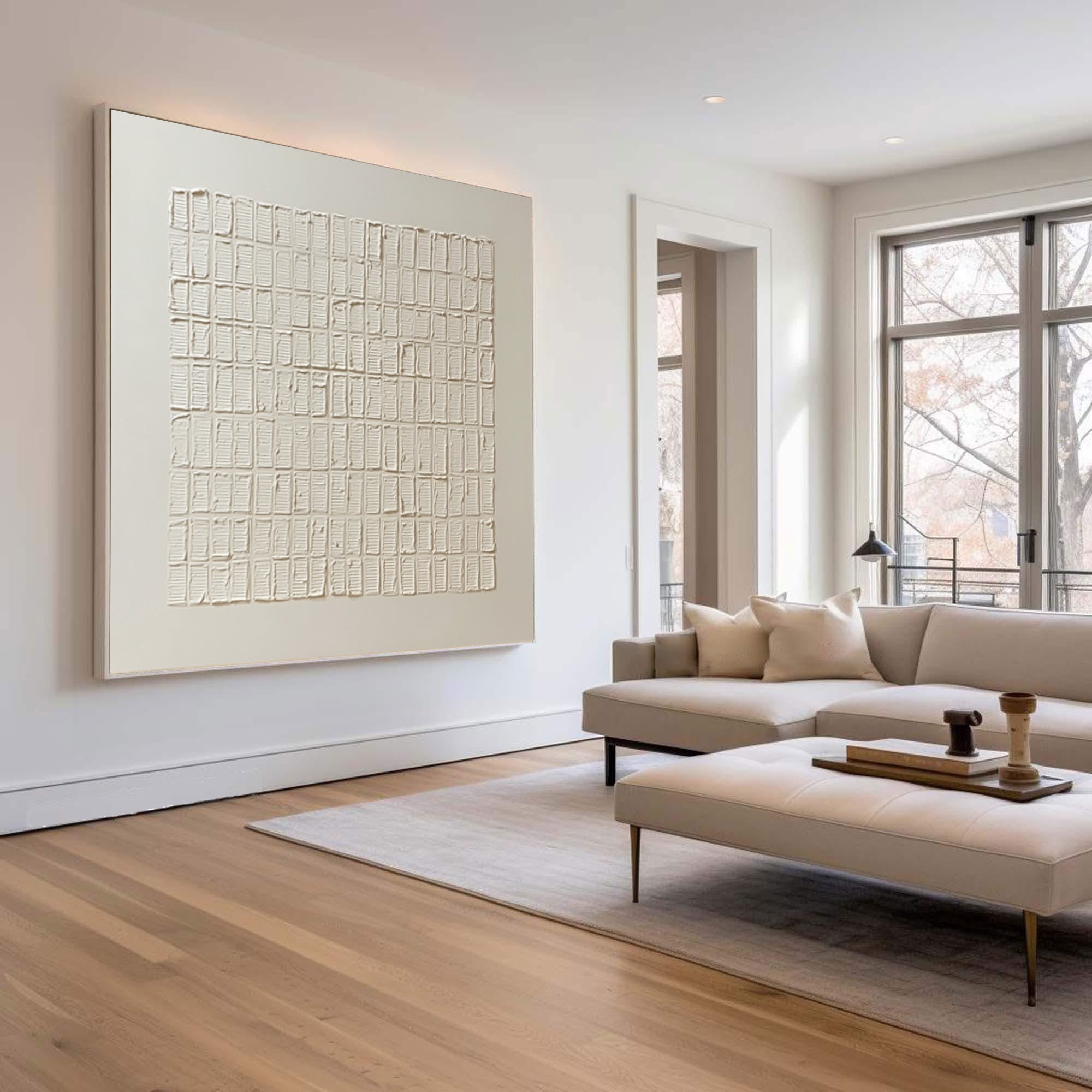 Modern Textured Art - Fluid White Abstract Painting #AG 061