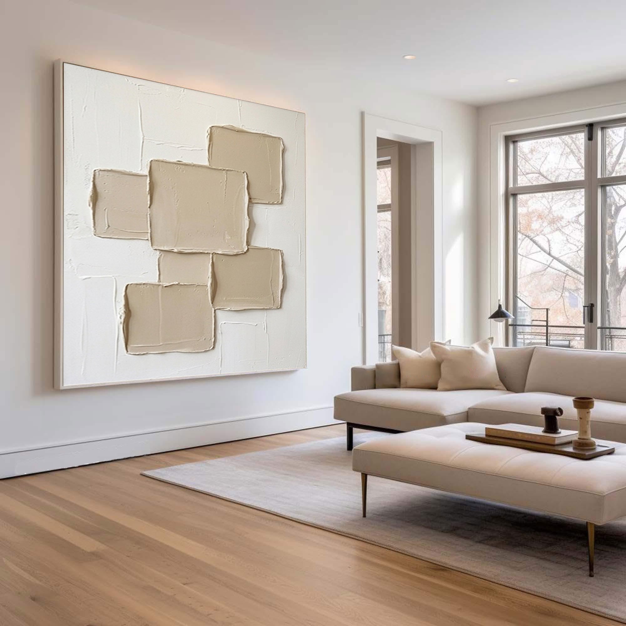 Large Contemporary Geometric Texture Art Hand Painted Canvas