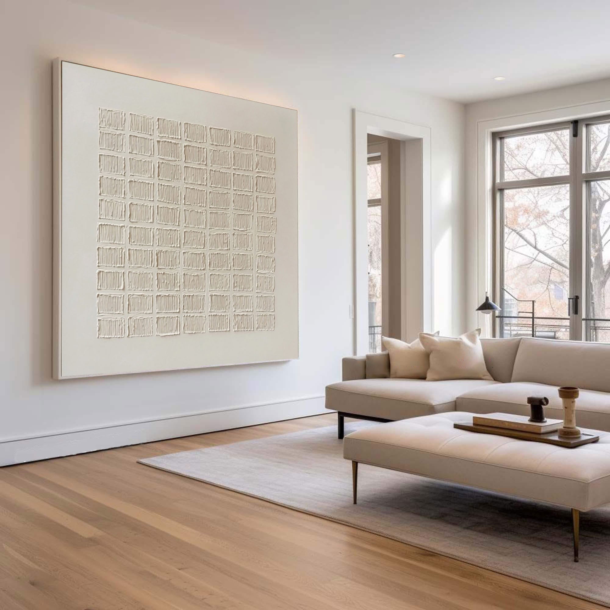 Modern Geometric Texture - White Grid Artwork #AG 059