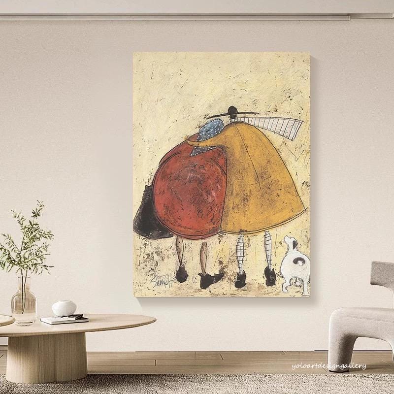 Large Folk Art Couple Painting | KelorArt #AG 176