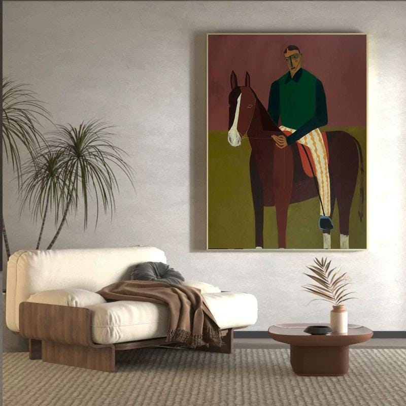 Large Rider Portrait Painting | KelorArt #AG 179