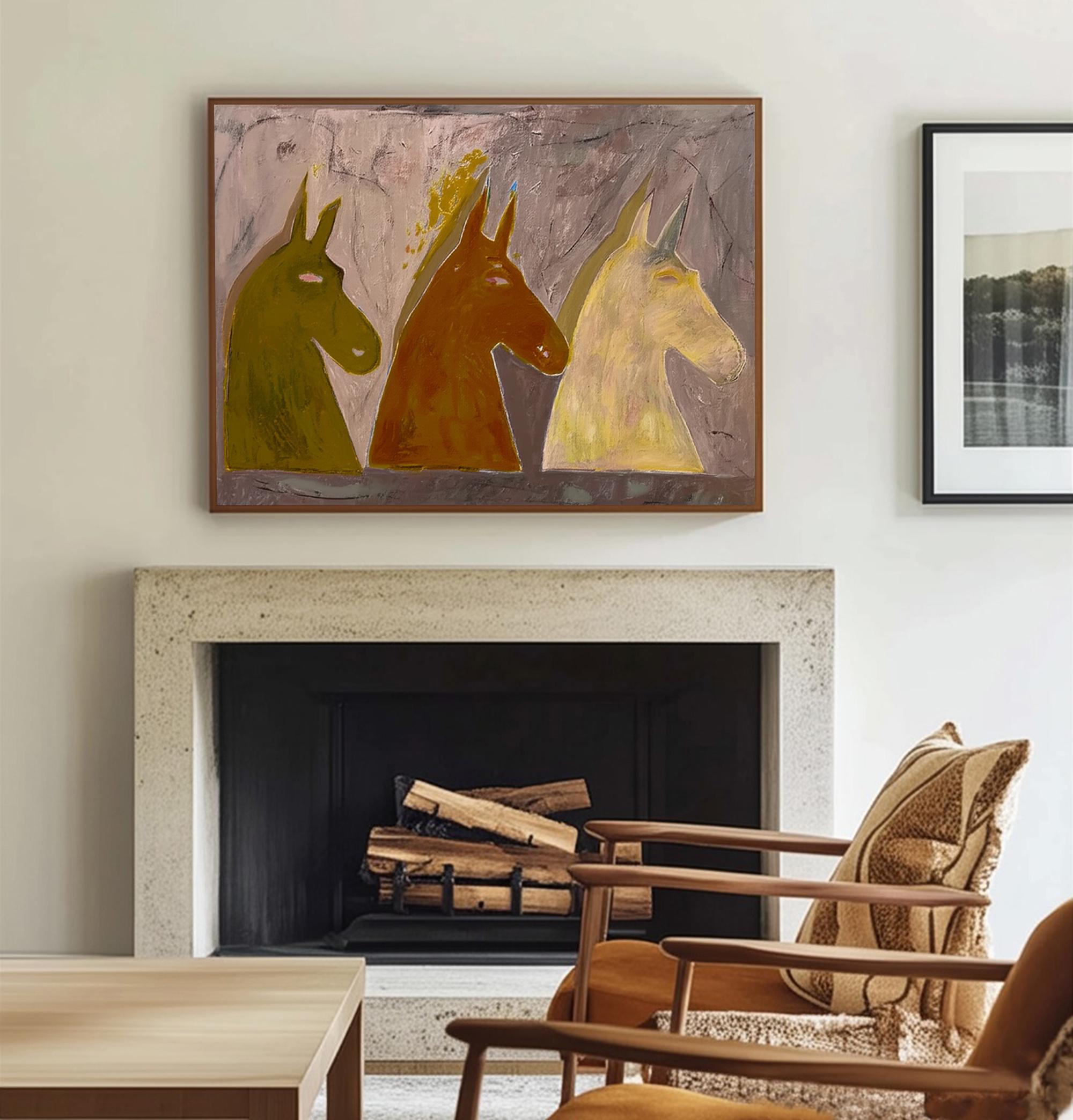 Large Abstract Horse Oil Painting Wall Art | KelorArt #AG 189