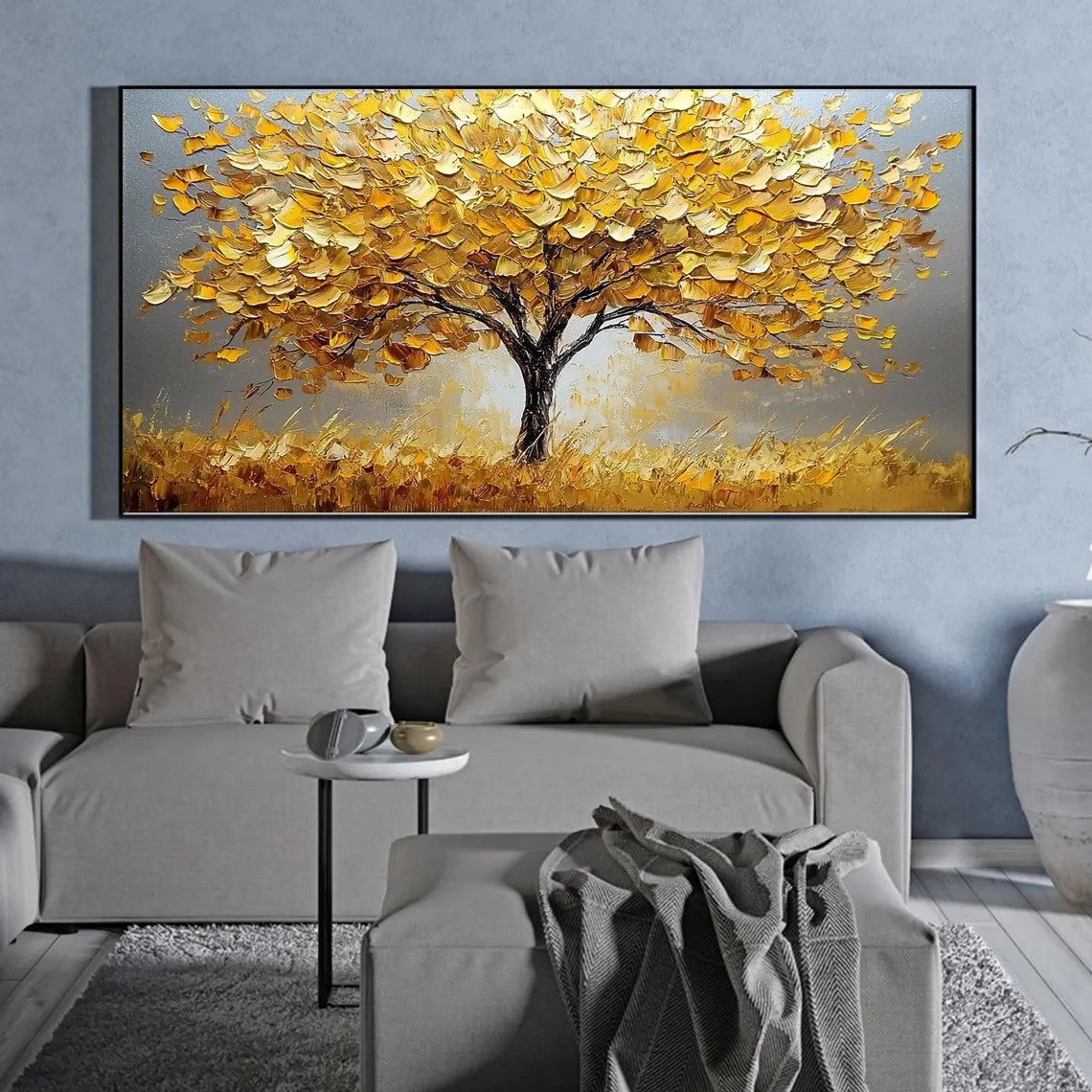 Modern Impasto Texture Gold Tree Wall Art, Luxurious Piece #MM440