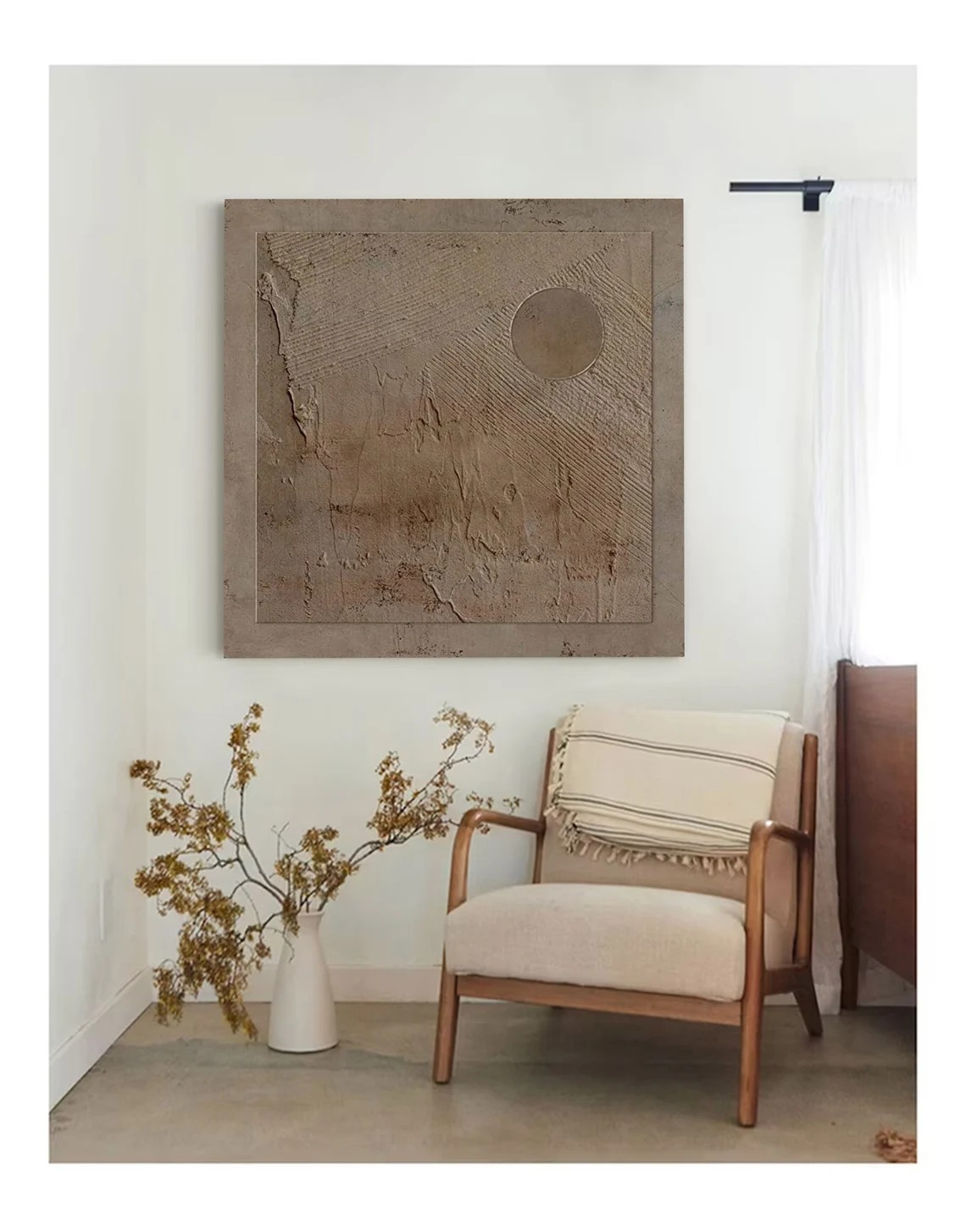 Earth Tone Minimalist Texture Art with Circular Form #MM425