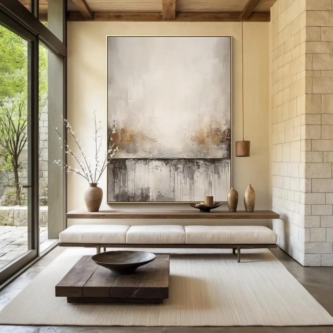 Textured Abstract Brown & Golde Landscape Modern Minimalist Art #MM230
