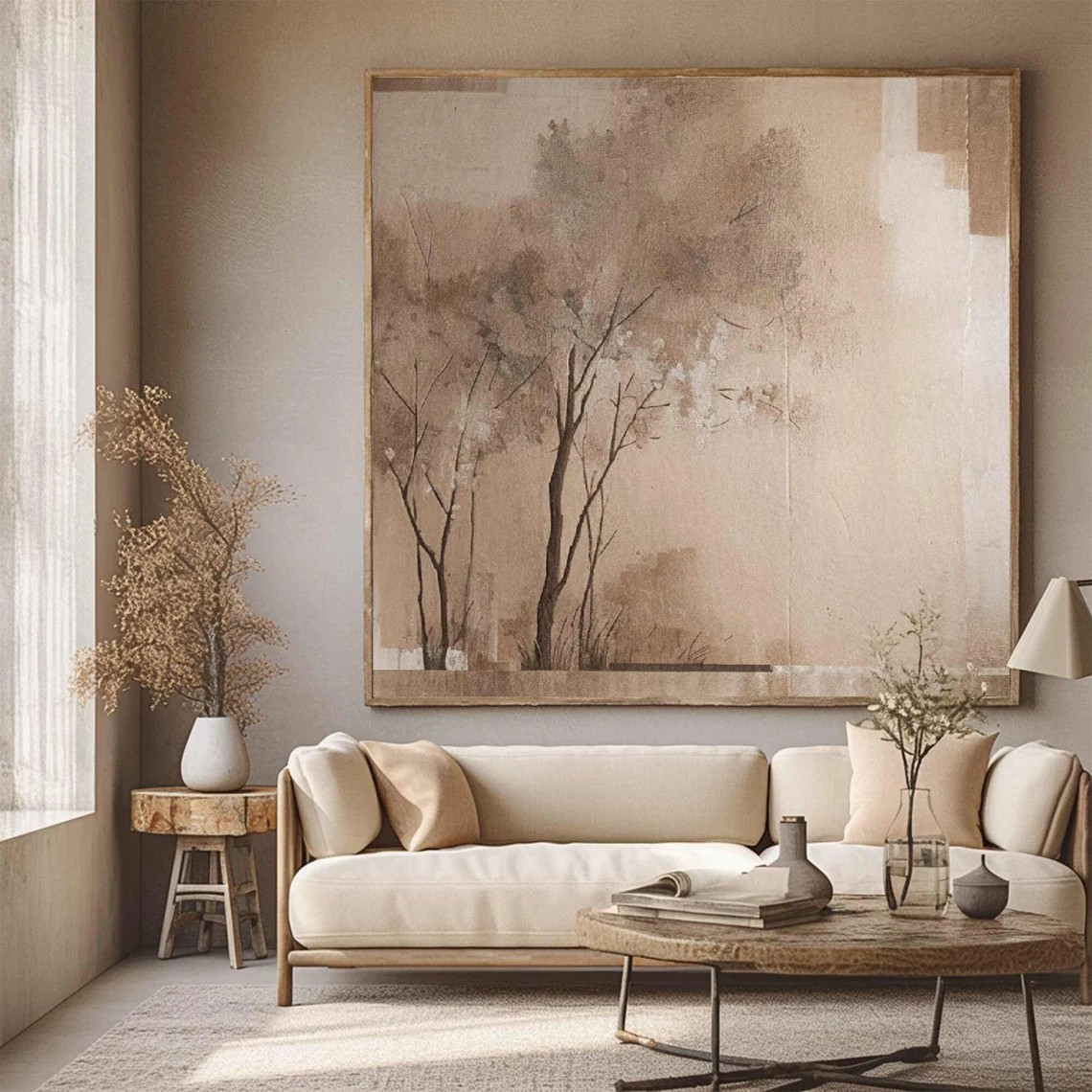 Muted Tree Silhouettes, Calming Natural Scene, Contemporary Art #MM420