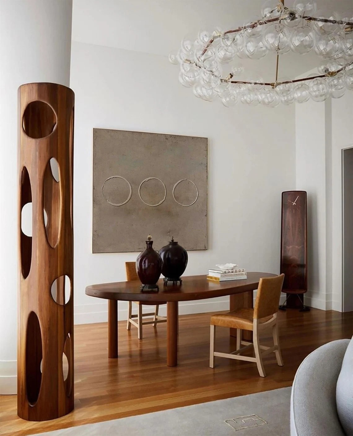 Earthy Beige Wabi-Sabi Texture Art with Imperfect Circles #MM431