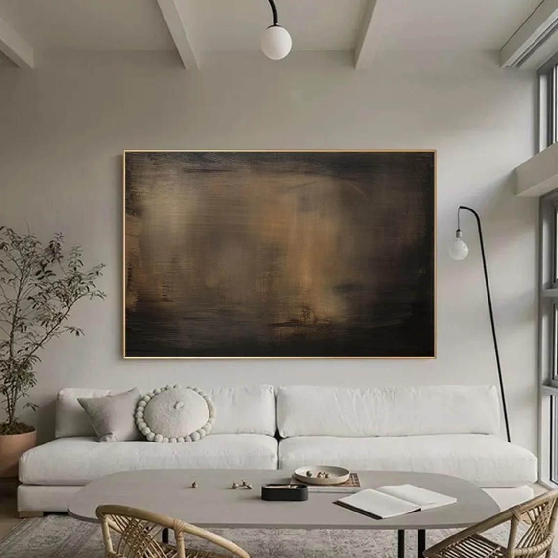 Large Modern Dark Shades Abstract Landscape Wall Decor #MM212