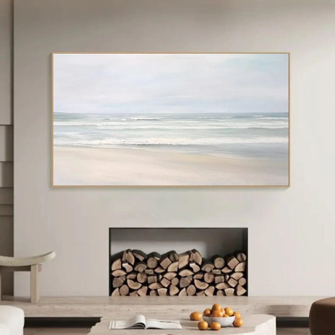 Serene Beach Landscape Oil Painting, Calming Coastal Art on Canvas #MM444
