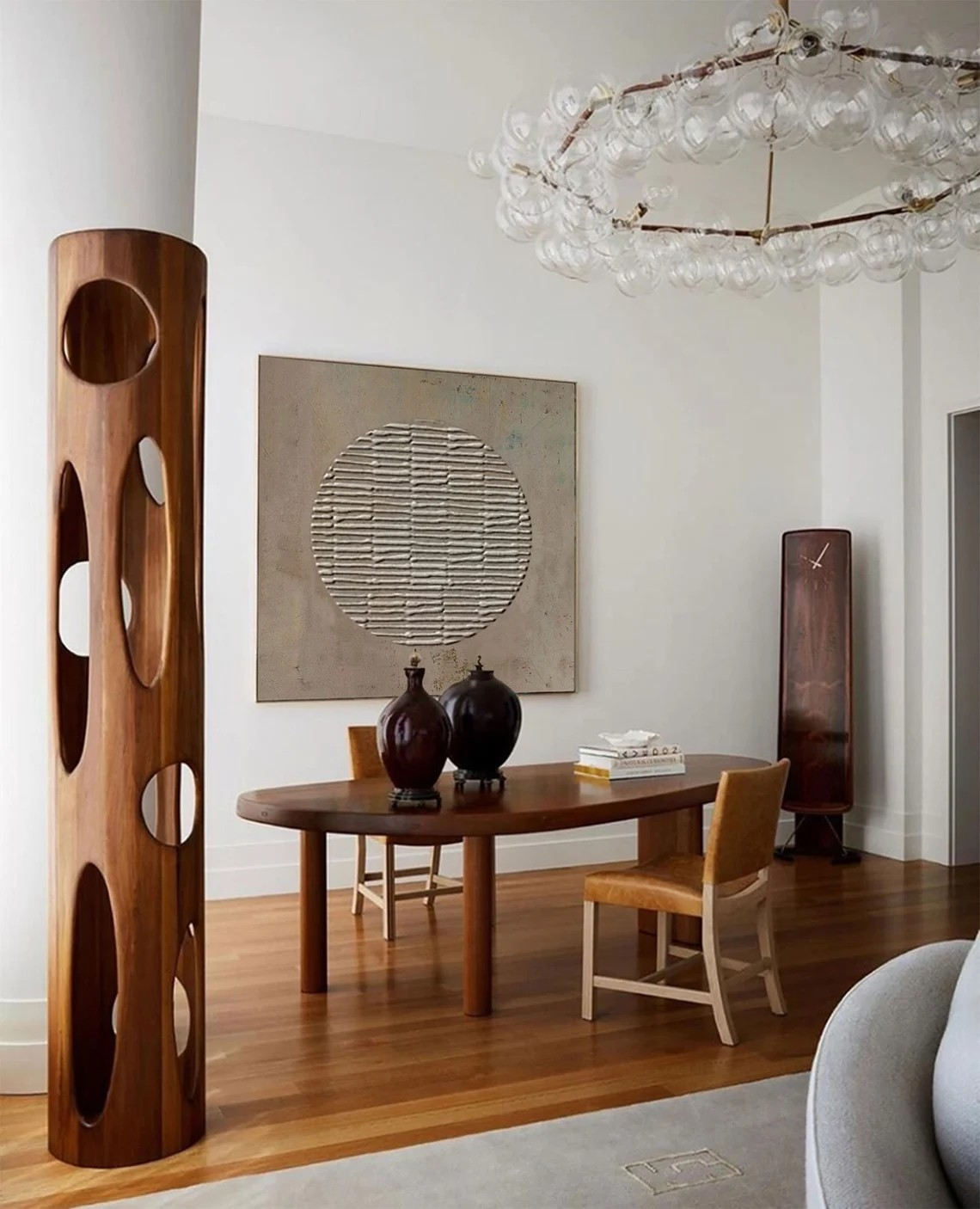 Textured Circle Abstraction, Earth Tone Minimalist Wall Decor #MM426