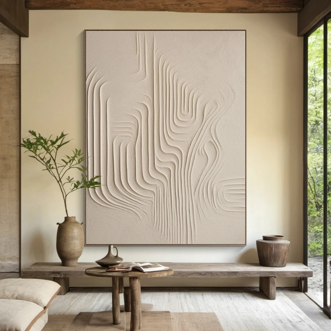 Textured Organic Forms Beige Abstract Minimalist Modern Art #MM235