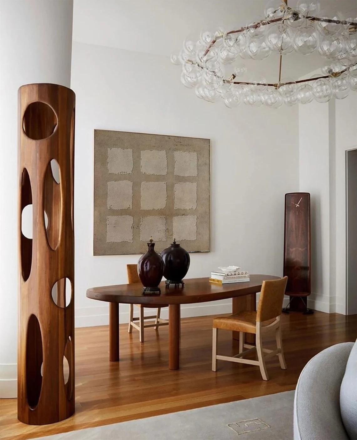 لوحة فنية جدارية من وابي ساب بتصميم شبكي مربع محايد بسيط، وملمس خشن، رقم MM430