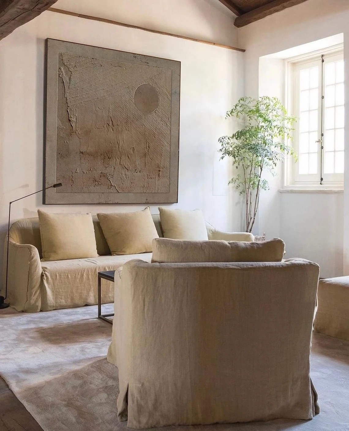 Earth Tone Minimalist Texture Art with Circular Form #MM425