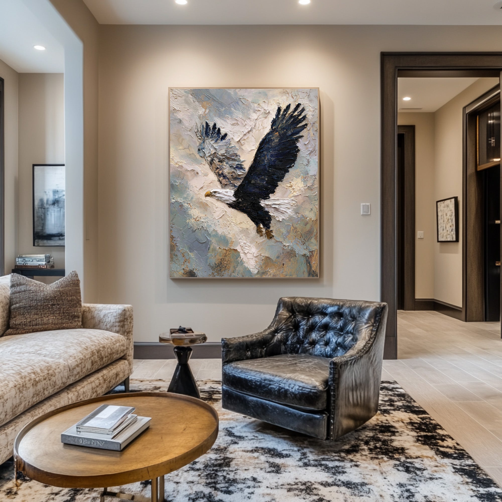 Textured Animal Art - Eagle Flight Abstract Painting #AG 052