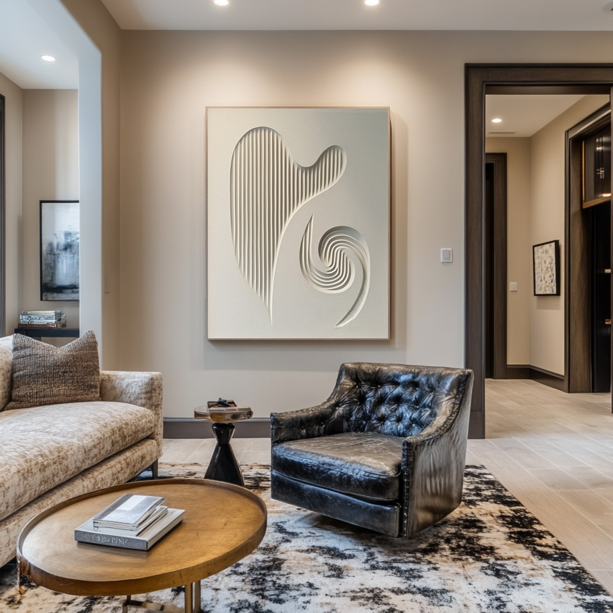 Minimalist White Texture Painting Creative 3D Wall Decoration #AG 081
