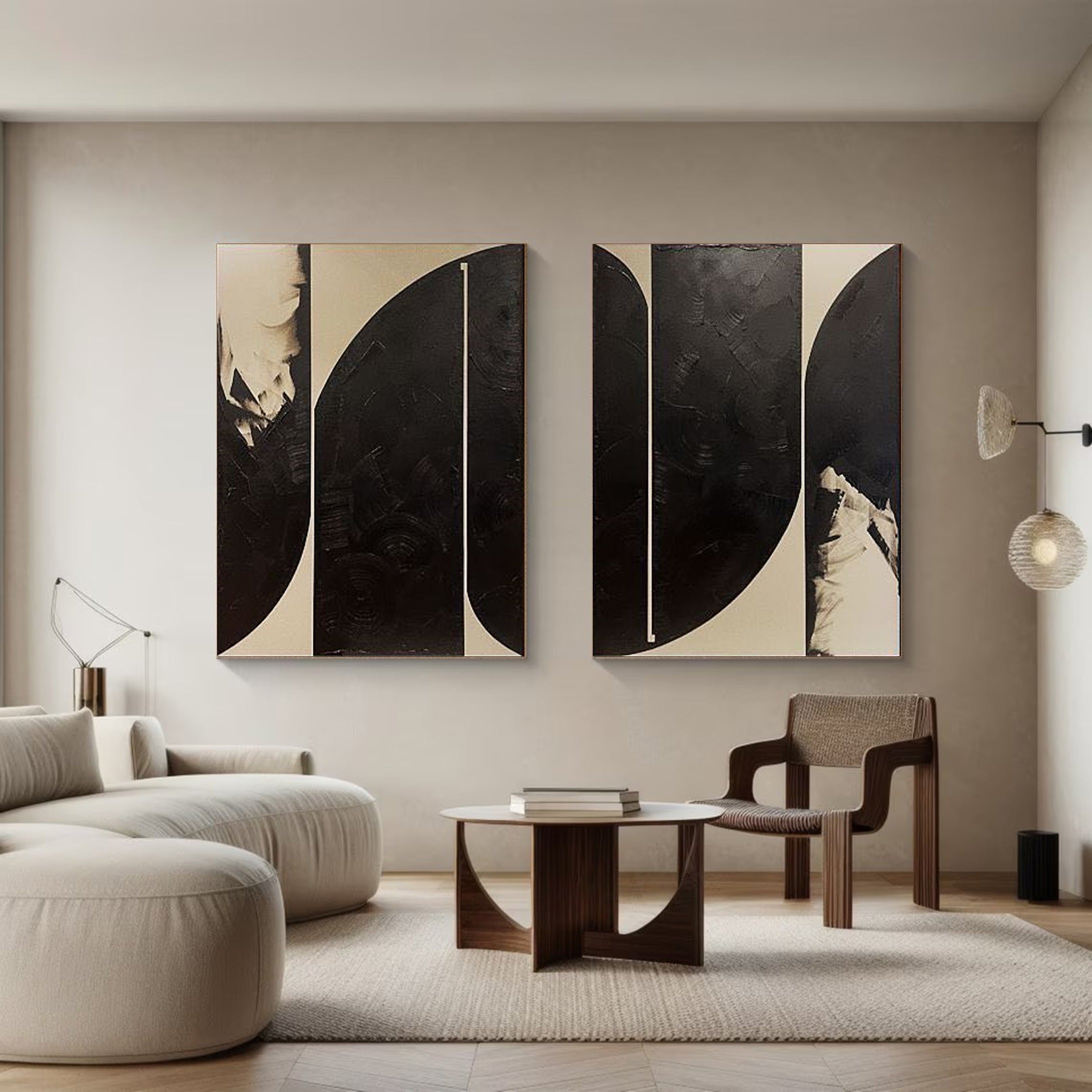 Black and Beige Abstract Canvas For House Decor #MMS013