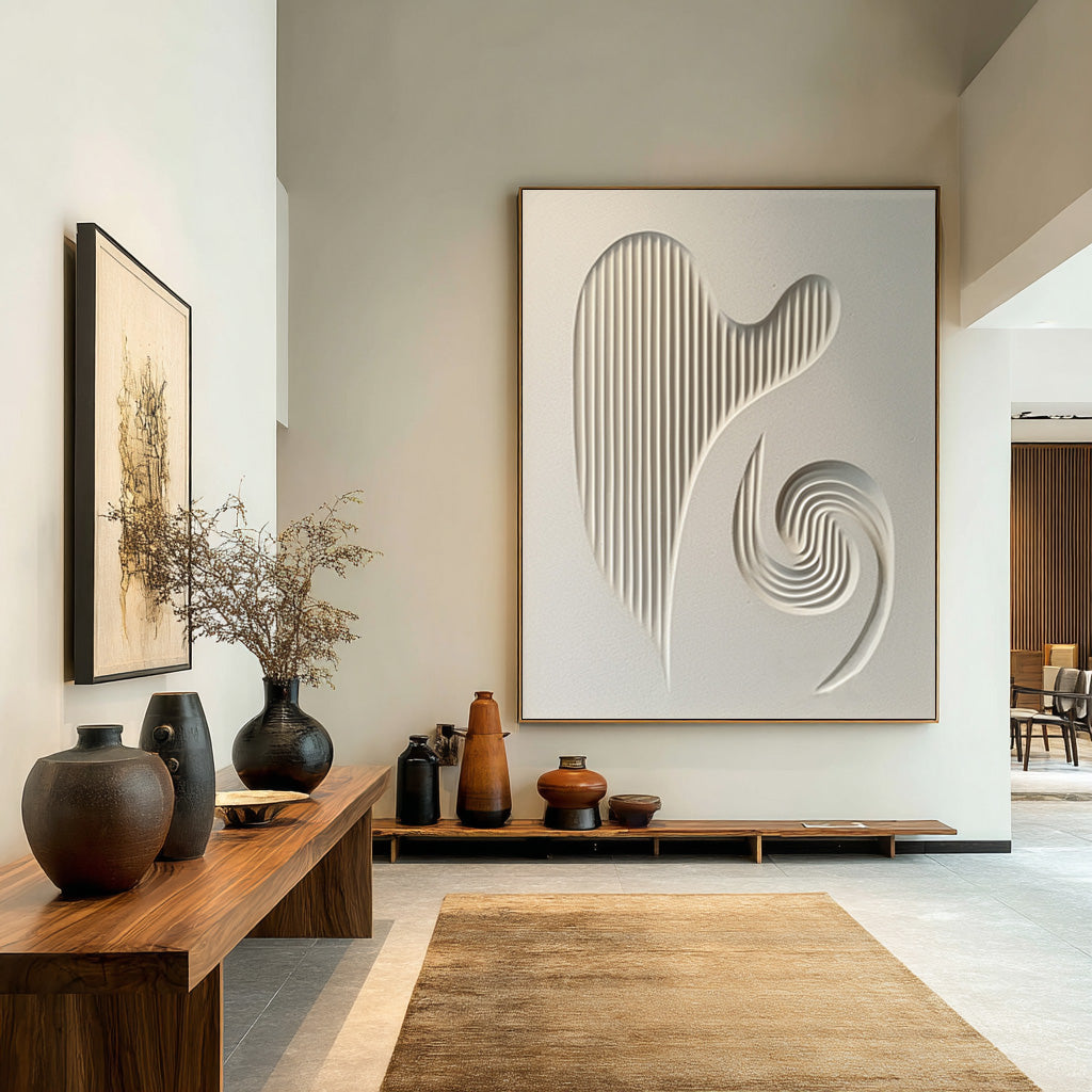 Minimalist White Texture Painting Creative 3D Wall Decoration #AG 081