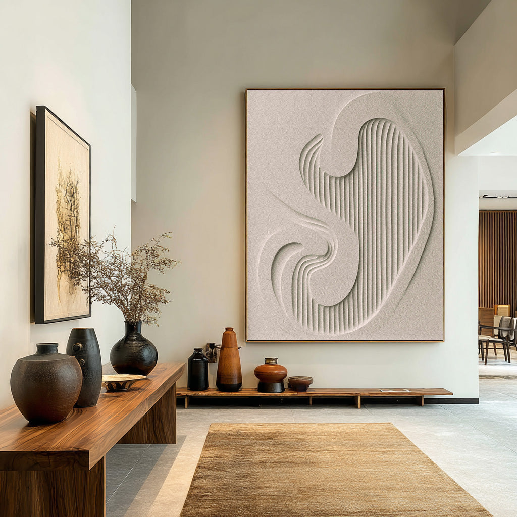 Textured Abstract Canvas Art Subtle 3D Lines Artwork #AG 082