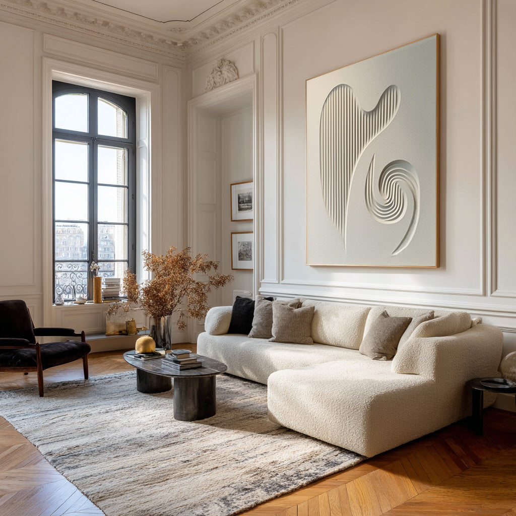 Minimalist White Texture Painting Creative 3D Wall Decoration #AG 081