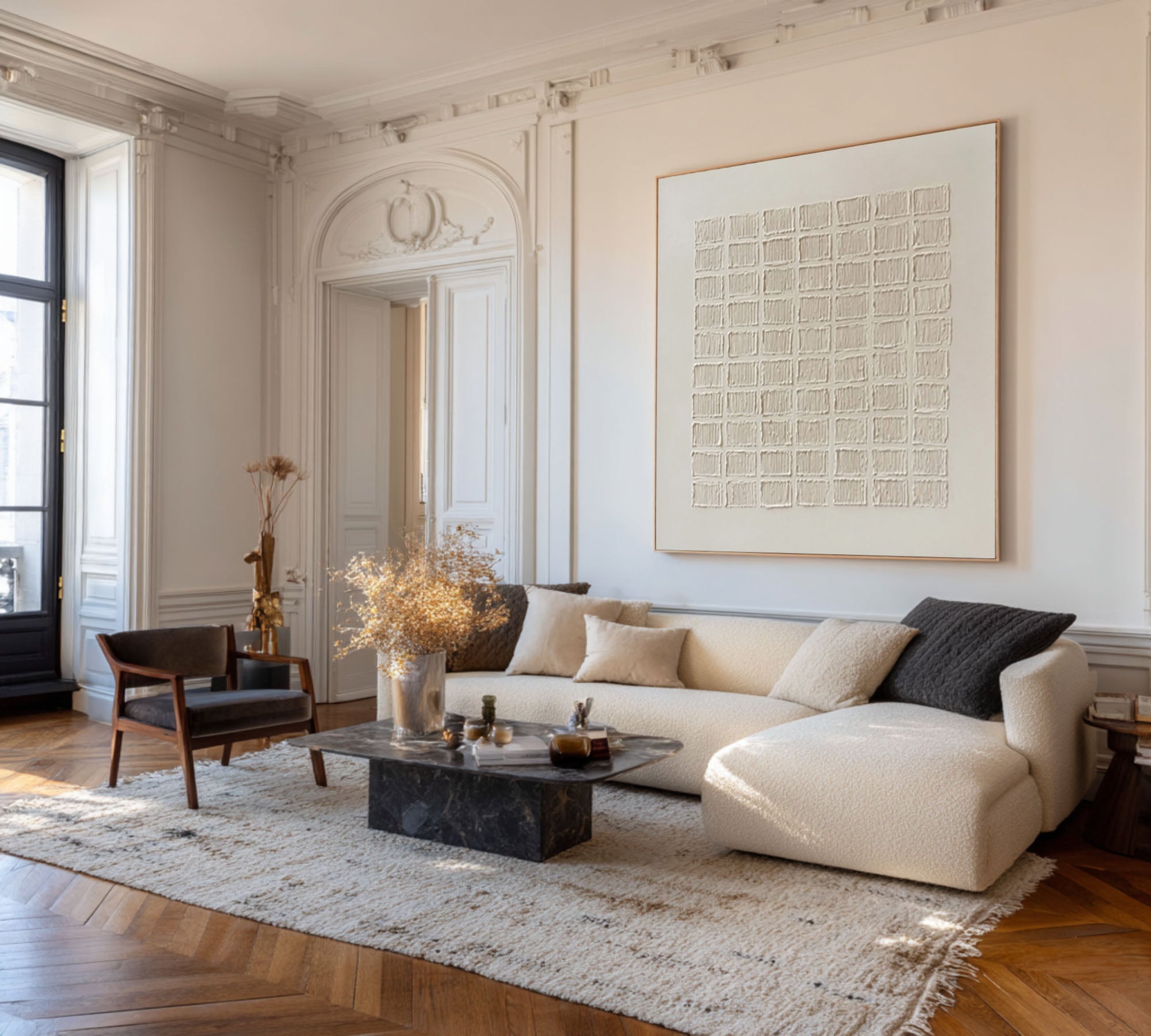 Modern Geometric Texture - White Grid Artwork #AG 059