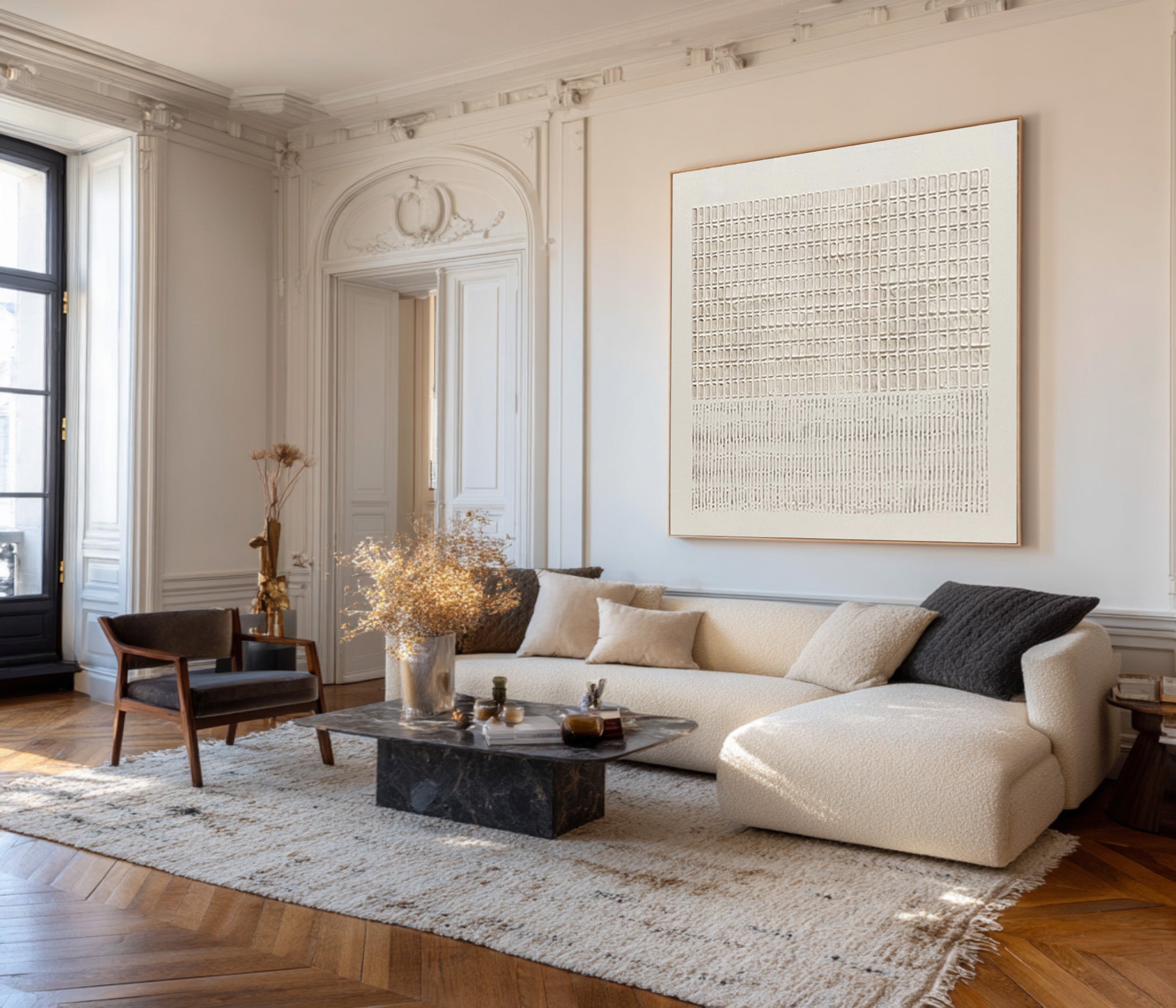 Soft Neutral Abstract Canvas Art for Modern Living Room | KelorrArt