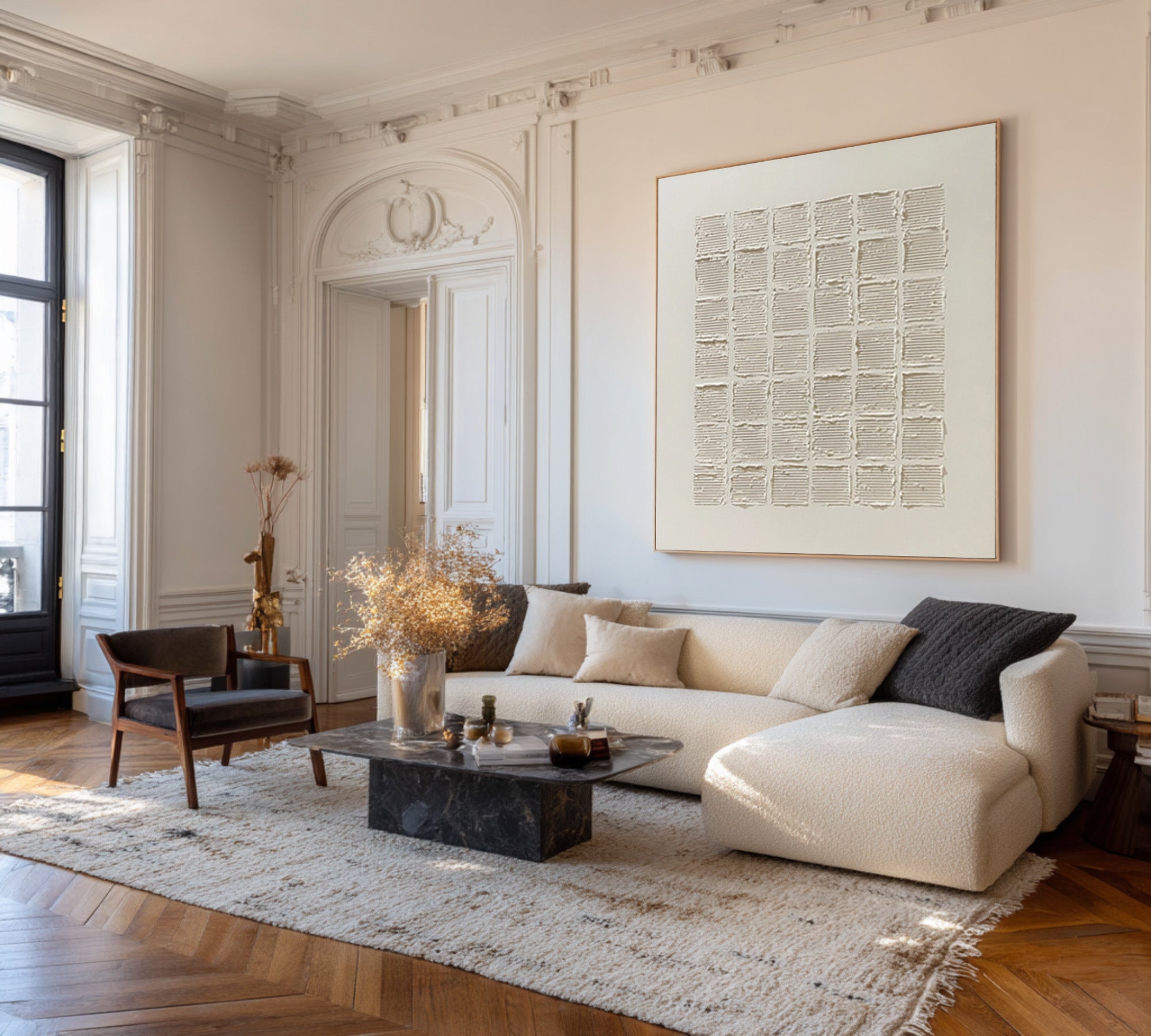 Minimalist Textured Painting - Abstract Grid Decor #AG 060
